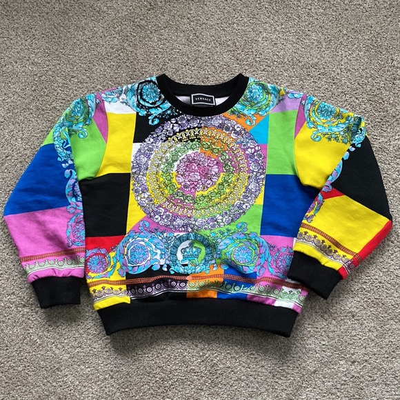 Young Versace Baroque Multi Color Sweater size 8 kids in worn once. - Picture 3 of 8
